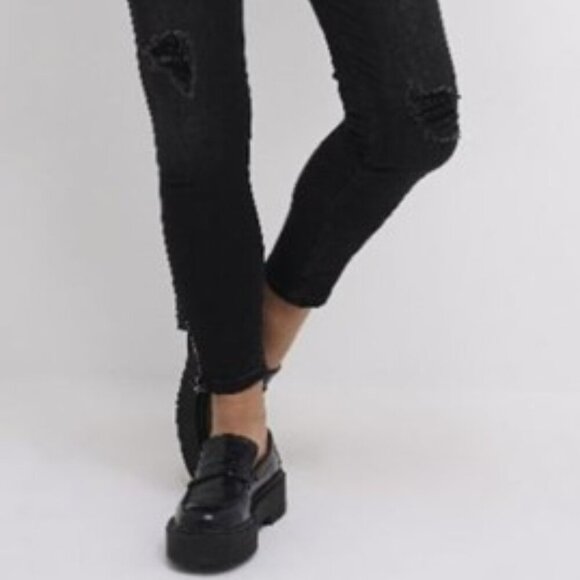 DENIM HUNTER distressed 5 pocket  black skinny jeans  size 29 - Picture 4 of 16